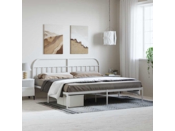 Vidaxl Estrutura De Cama Com Cabeceira 193x203 Cm Metal Branco