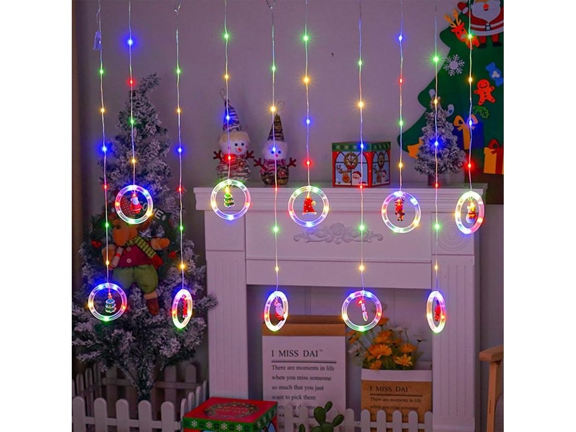Luz de Natal em guirlanda, decoração de janela, 120 LEDs, 8 modos, USB, interior S/MARCA