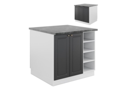 Ilha de cozinha VICCO Fame-Line, ouro antracite/branco, 90 cm sem bancada
