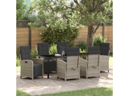 Vidaxl Conjunto De Jantar Para Jardim 7 Pcs Cinzento-claro Vime Pe