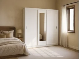 Armário Roxane VENTE-UNIQUE.PT (Branco - Aglomerado e derivados de madeira - 220x52x219 cm)