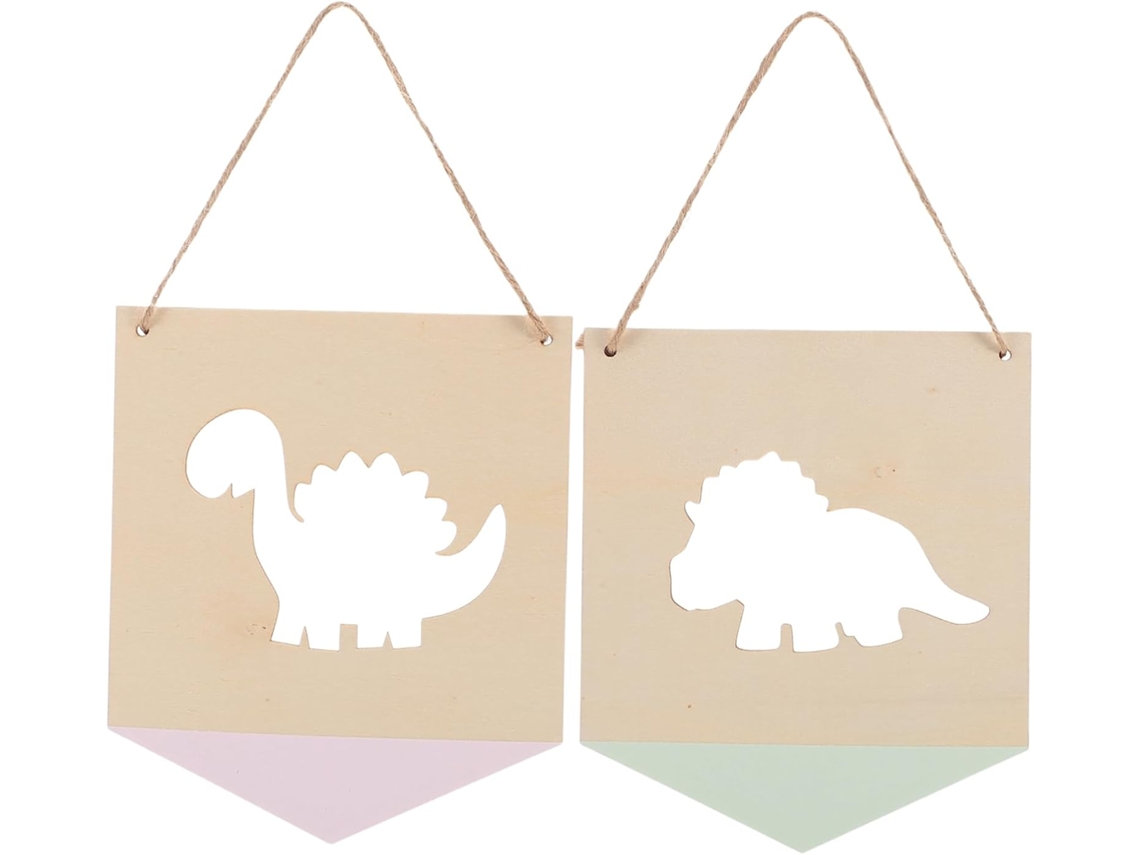 Suporte Relógio Madeira 2 Peças Adoráveis Dinossauros Decoração Parede Nórdica Quartos Meninos Meninas GOKOCO