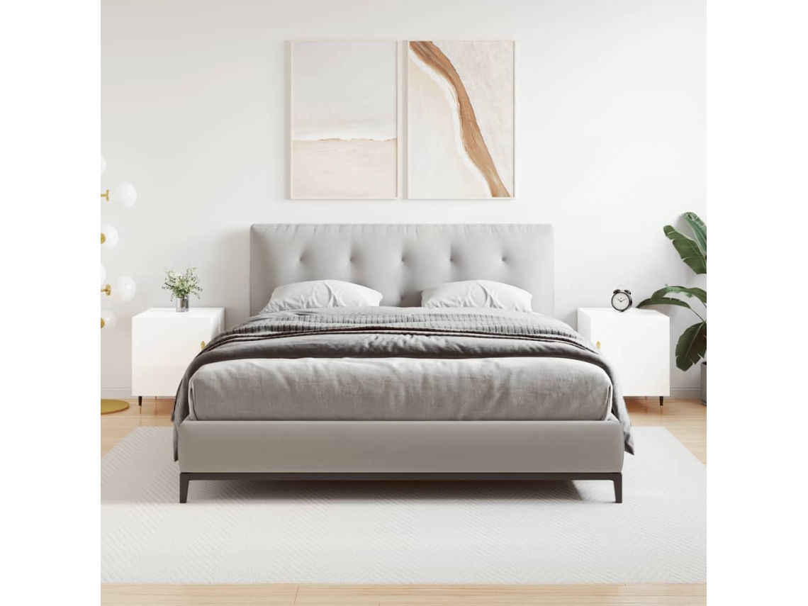 Vidaxl Mesa Cabeceira 2pcs 40x40x50cm Deriv. Madeira Branco Brilhante