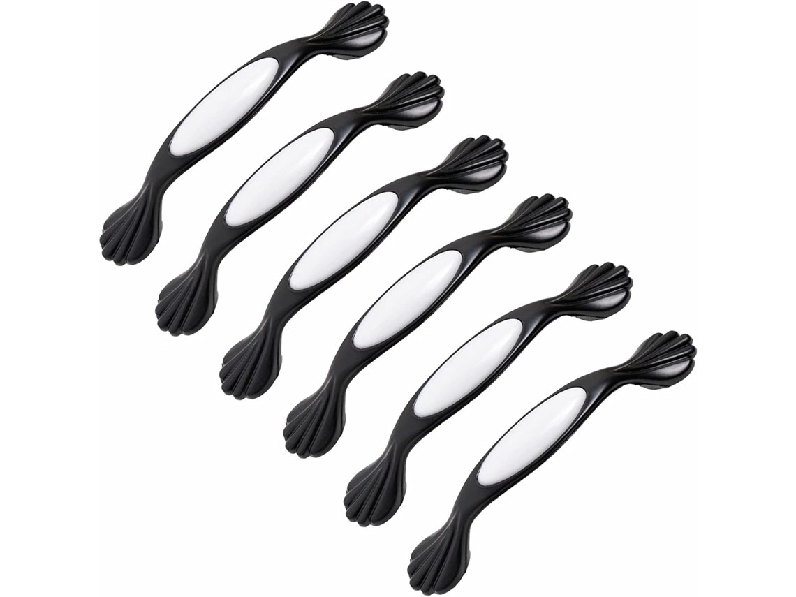 Conjunto De 6 Puxadores Porta Armário, Guarda Roupa E Closet, Com Estampa Floral Em Cerâmica Diâmetro Interno 128mm