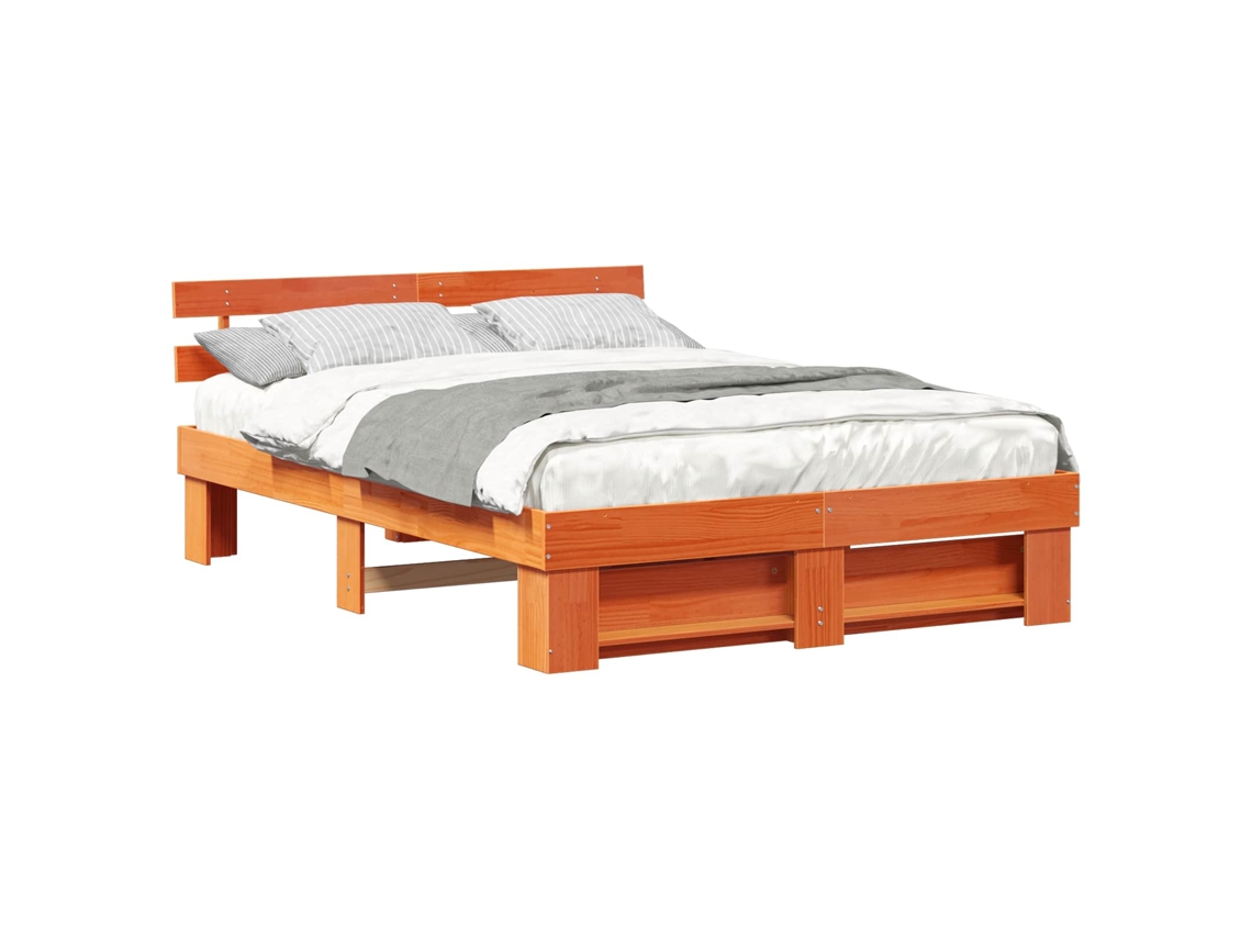 Estrutura da Cama com Cabeceira Marrom Cera 160x200 cm MAISON EXCLUSIVE