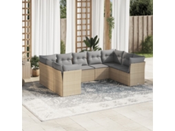 Vidaxl 9 Pcs Conjunto de Sofás P/ Jardim com Almofadões Vime Pe Bege