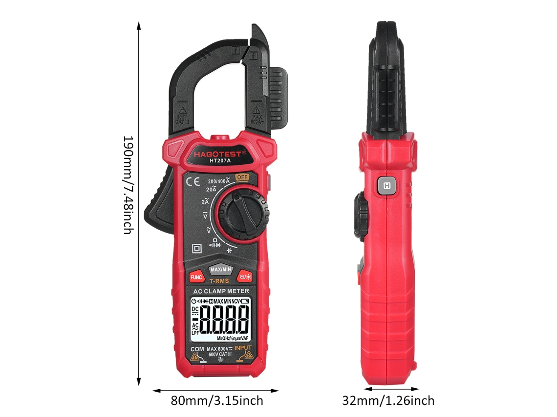 Ht207a Pinza Multímetro Digital True Rms 2000 Counts Clamp Meter