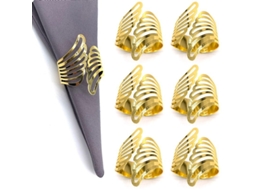 Conjunto de 6 Anéis para Guardanapos em Ouro com Asas Nova Line