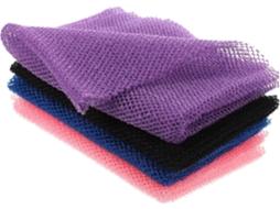 Conjunto de 4 peças de rede de limpeza africana em náilon e escova de esfoliação corporal.
