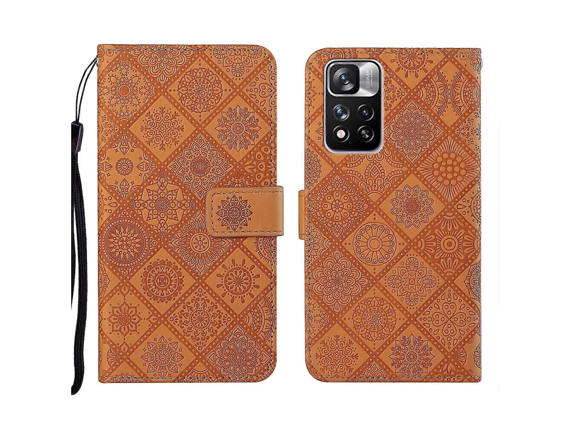 Capa De Celular Em Couro Com Padrão Étnico Em Relevo Para Xiaomi Redmi Note 11 Pro