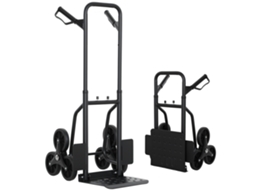 Carrinho Escada Dobrável 120kg Com 6 Rodas E Cordas Telescópicas, 44x38x106,5cm, Preto