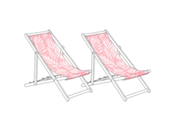 Conjunto De 2 Lonas De Substituição Para Espreguiçadeira Beliani Anzio/avellino De Poliéster Rosa 44x113x1