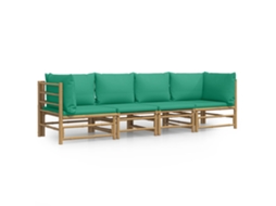 Maison Exclusive - 4 Pcs Conjunto Lounge De Jardim Bambu C/ Almofadões Verdes