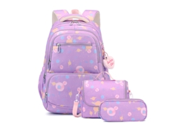 Mochila Escolar Feminina Fofa Para Meninas Adolescentes Com Conjunto De Lancheira. Roxo Hexinyigjly