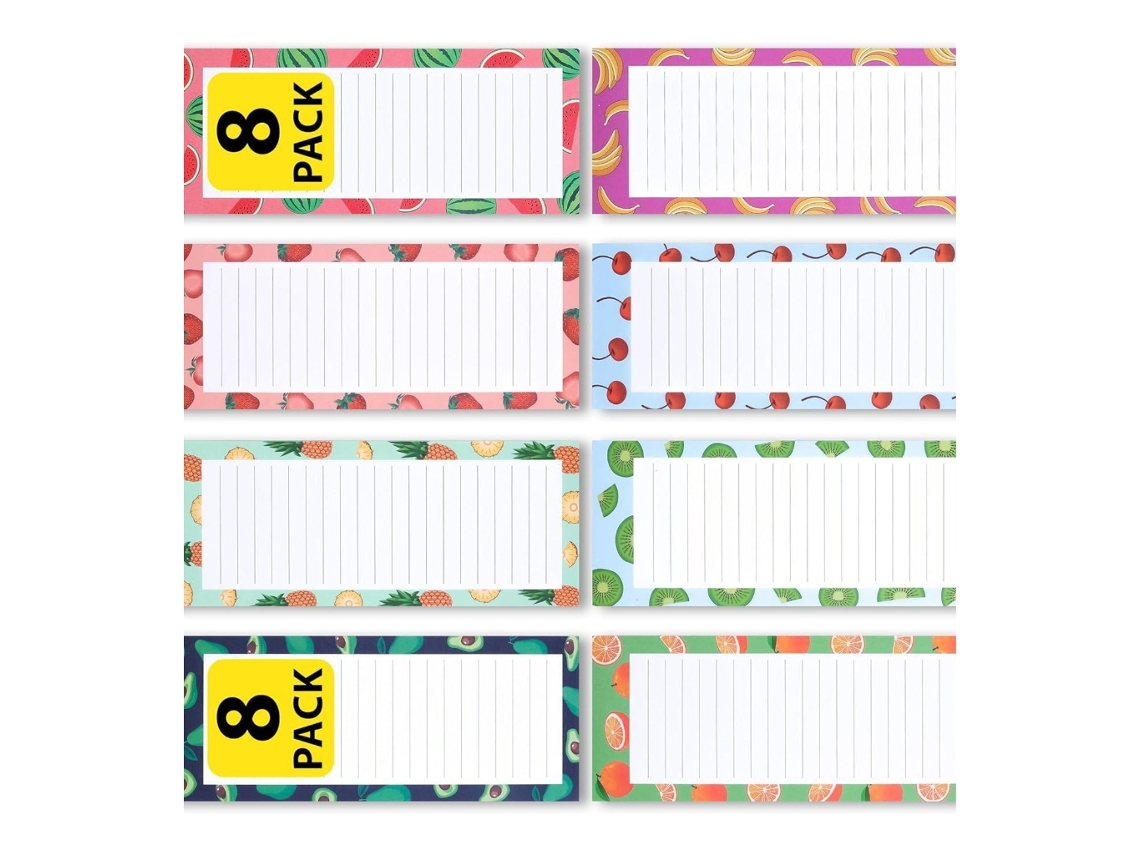 Conjunto de 8 Blocos de Notas Magnéticos para Geladeira, Ideais para Anotações e Listas de Compras BRILVIBERA