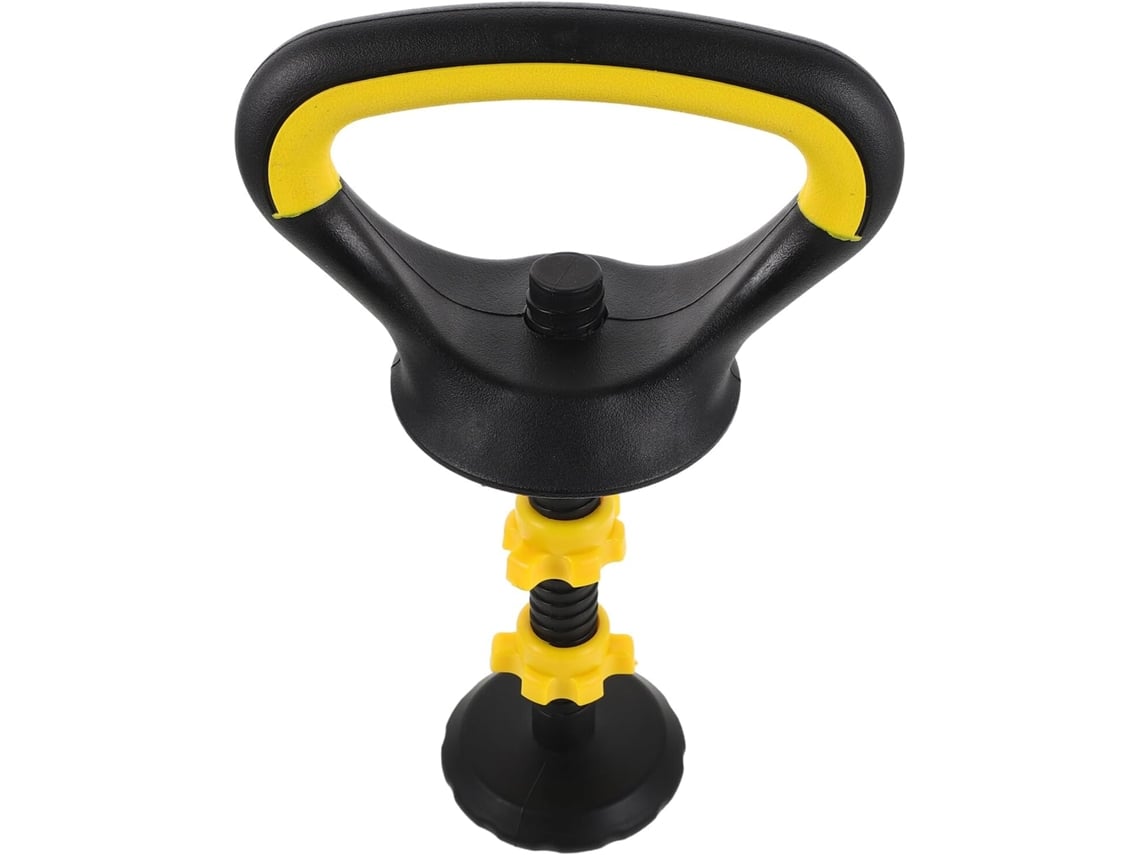 Kettlebell ajustável para elevação, feito de plástico.
