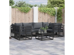 Vidaxl Conjunto de Sofá de Jardim com Almofada 6 Pcs Preto Alumínio