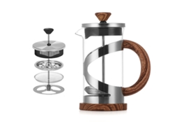Cafeteira Francesa De Vidro Borossilicato 600ml Com Alça Pp Para Preparo Café Encorpado E Sem Sedimentos, Na Cor Marrom.