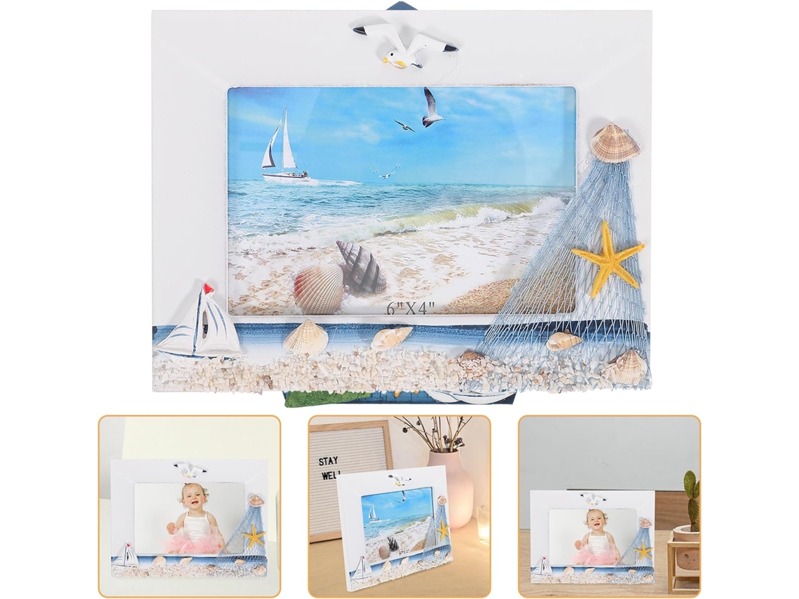Porta-retratos De Mesa Em Madeira, Estilo Mediterrâneo, 15 Cm (6 Polegadas).