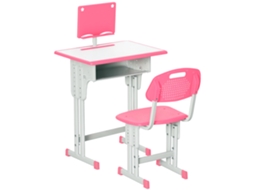 Mesa Escolar ajustável em altura com Cadeira, Aço e Mdf, Rosa CHEZMOI