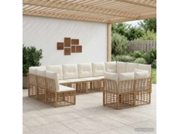 Vidaxl Conjunto De Sofás Para Exterior Natural E Branco Creme