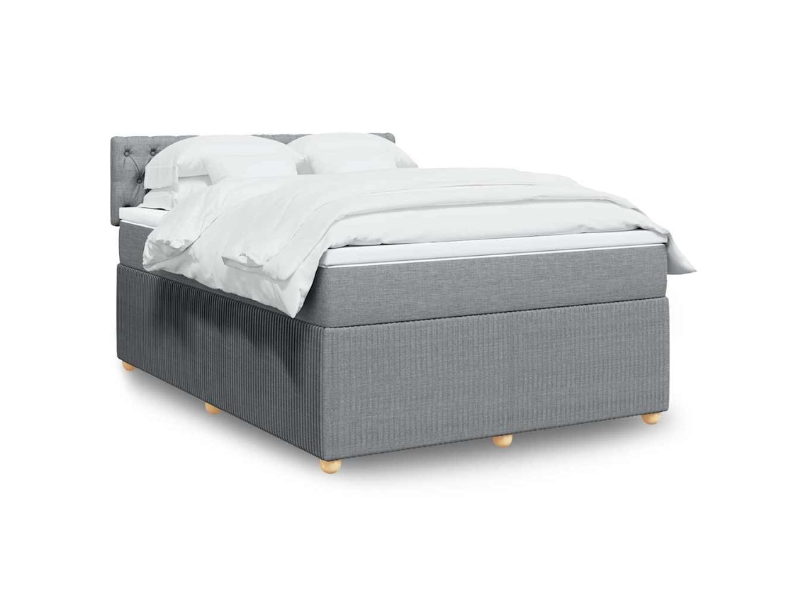 Vidaxl Cama com Molas/colchão 160x200 Cm Tecido Cinzento claro