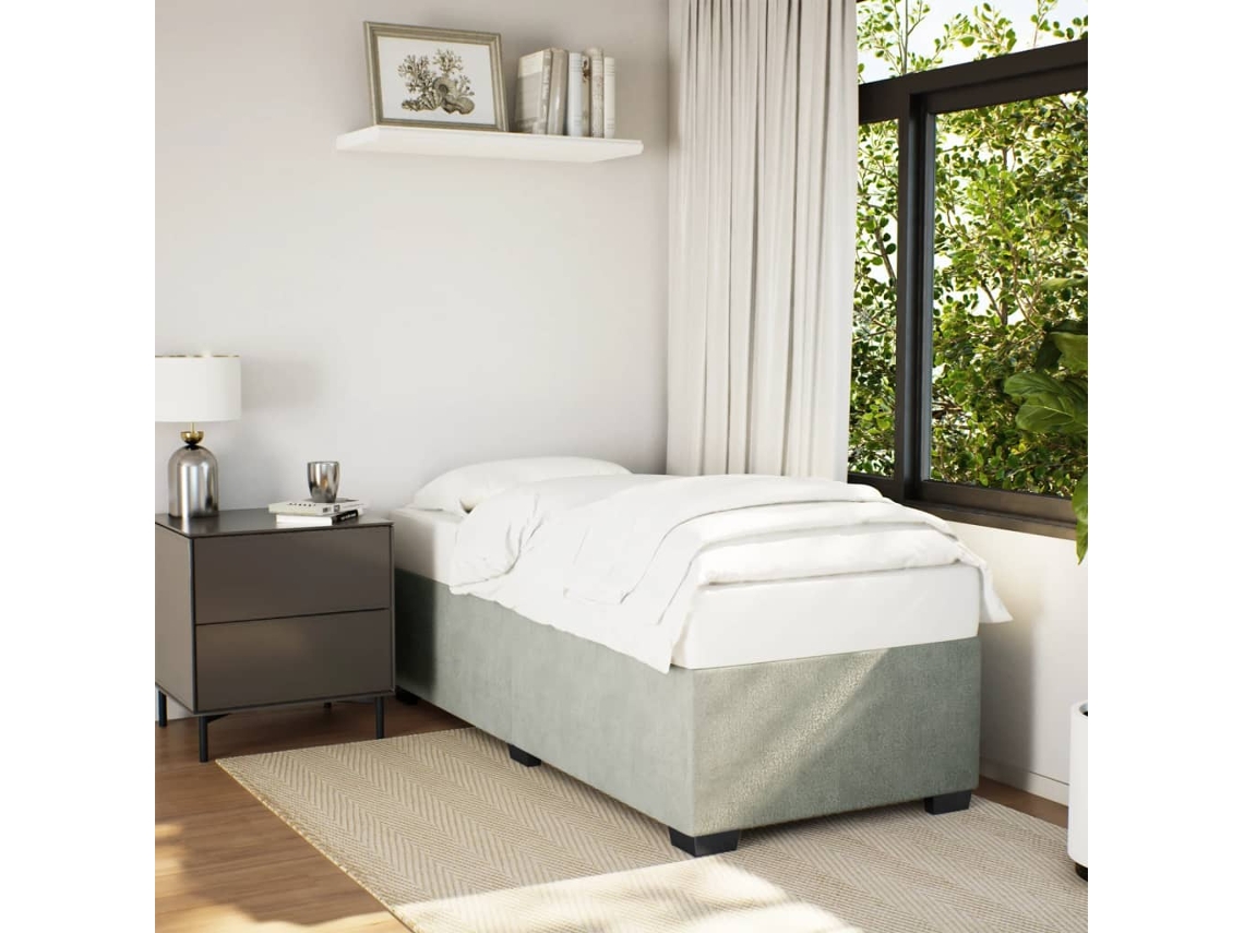 Vidaxl Estrutura De Cama Sem Colchão 90x200 Cm Veludo Cinzento-claro