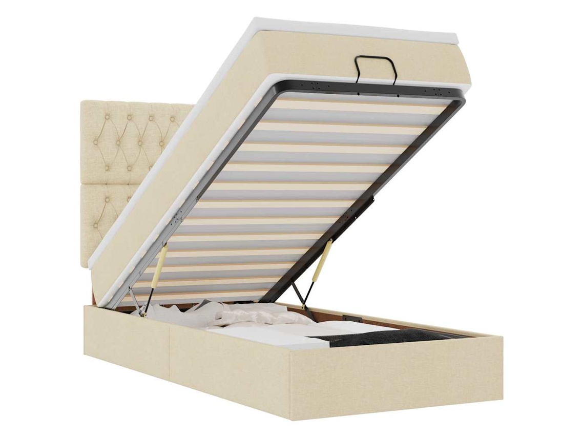 Cama Otomana com Colchão 100x200 Cm Tecido Creme MAISON EXCLUSIVE