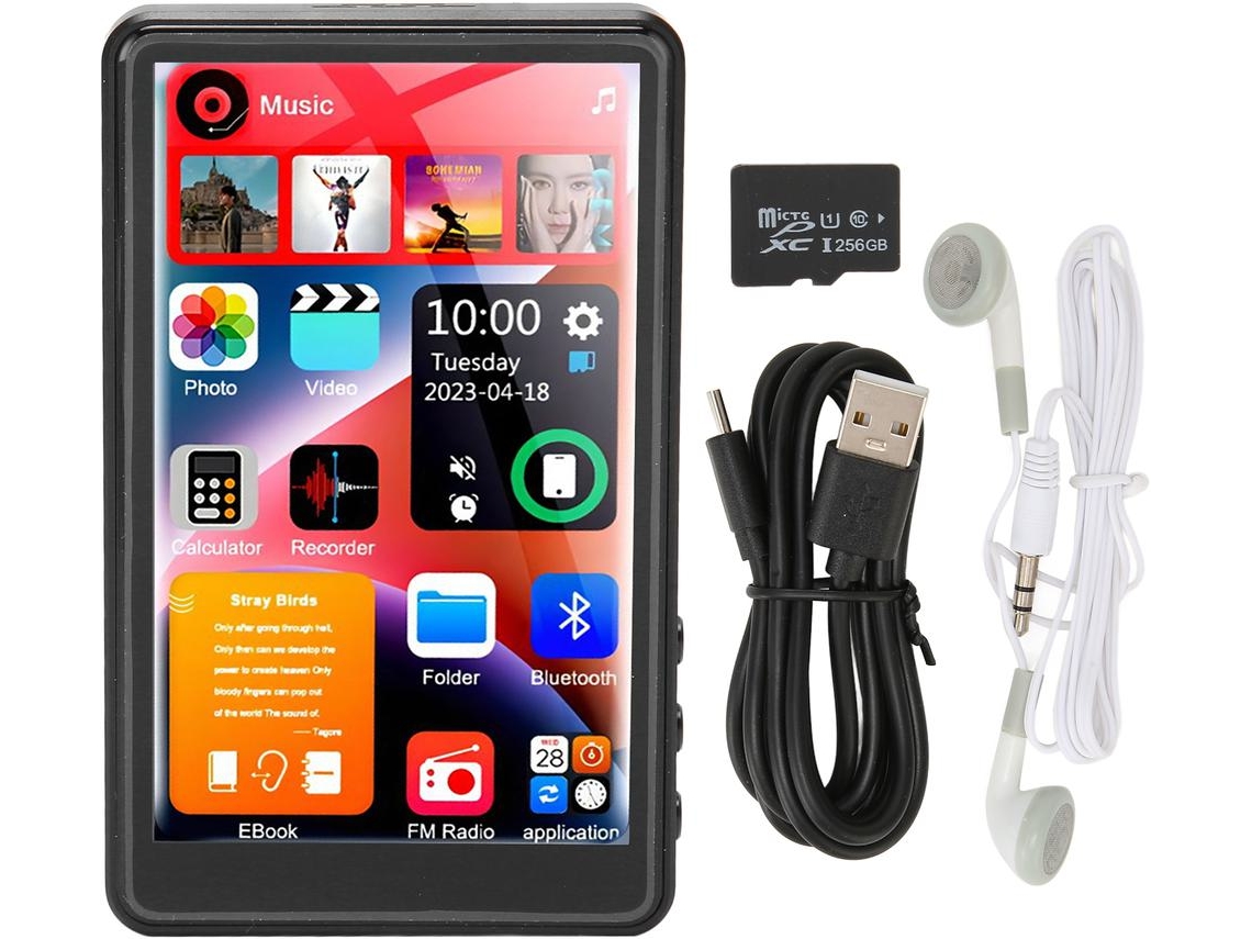 Leitor Mp3/Mp4 Bluetooth YIZHOOD X20 4.0Inch Memória Integrada de 16G 256G Tf Preto