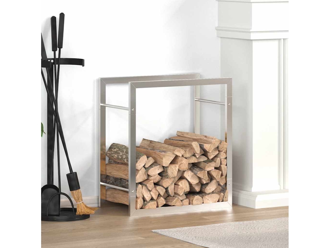 Vidaxl Suporte Para Lenha 50x28x56 Cm Aço Inoxidável