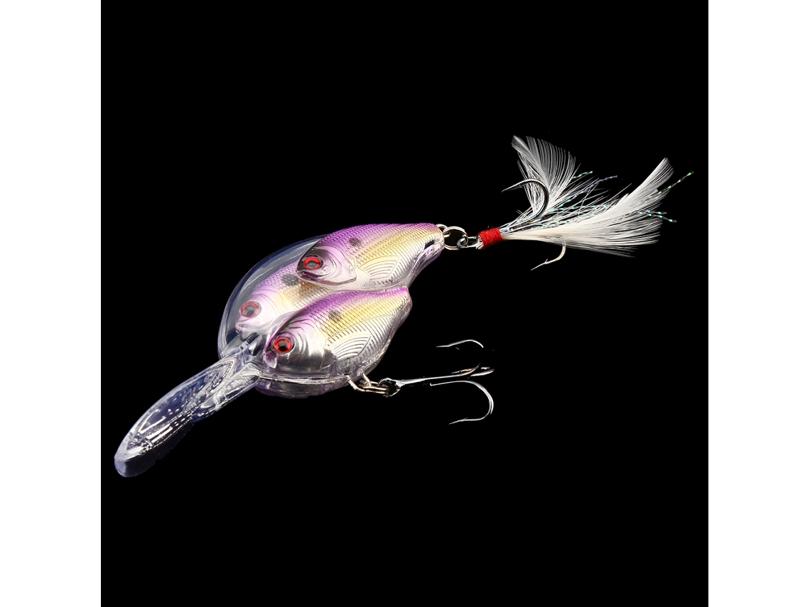 Artificial Fake Bait (rocking School Of Fish Crystal Feather) 9.7cm Purple Three-fish Combined Double Hook