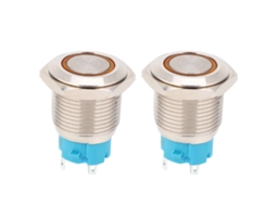 2pcs Interruptor De Botão Push 12~24vdc 16mm De Metal Autofechar Com Luz Amarela 1no 4pin