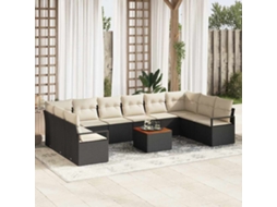 Vidaxl Conjunto De Sofá De Jardim 11 Unid. Preto Vime Pe