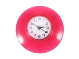 Reloj De Pared De Cuarzo Impermeável Con Succión Para Baño Cocina Decoración Rojo