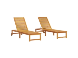 Conjunto 2 Espreguiçadeira Vidaxl Castanho Madeira De Acácia Maciça (202 X 53 X 89 Cm)