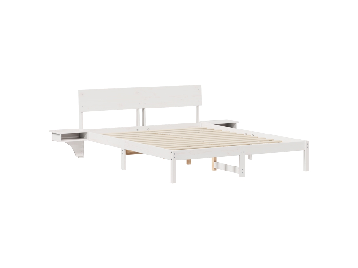 Conjunto 1 Estrado De Cama Plataforma Vidaxl Branco Madeira De Pinho Maciça (160 X 200 Cm)