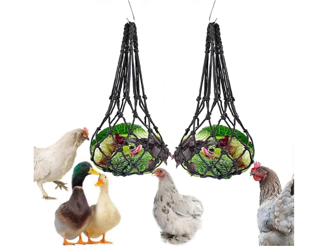 Rebe portavasos para Aves com Rede e Garfo de Aço Inoxidável, 2 Peças para Galinhas, Patos, Gansos e Aves Grandes