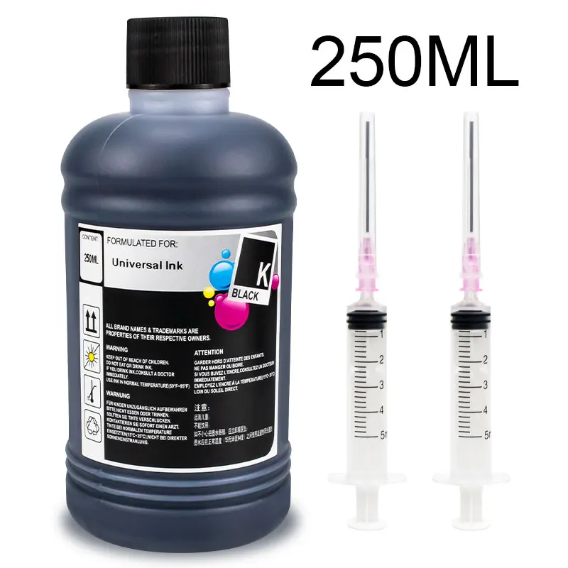 1 Tinteiro Preto De Tinta Universal Para Impressoras Canon, Hp E Epson, Modelos 301, 302, 304 E 305, Compatível Com Os Tinteiros Deskjet E Ecotank.