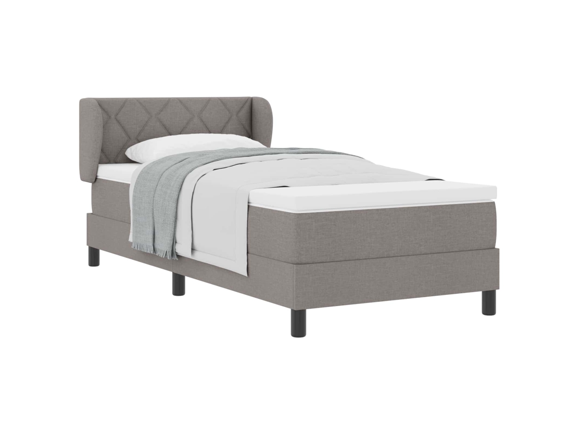 Cama De Solteiro | Camas Para Quarto | Cama Box Com Colchão Cinzento-acastanhado 90 X 200 Cm Tecido