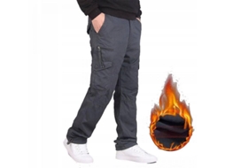 2026 pantalones de Invierno para Hombre com Felpa Grossa Térmicos com Bolsos Pantalones Casuales Uuc XL Cinza