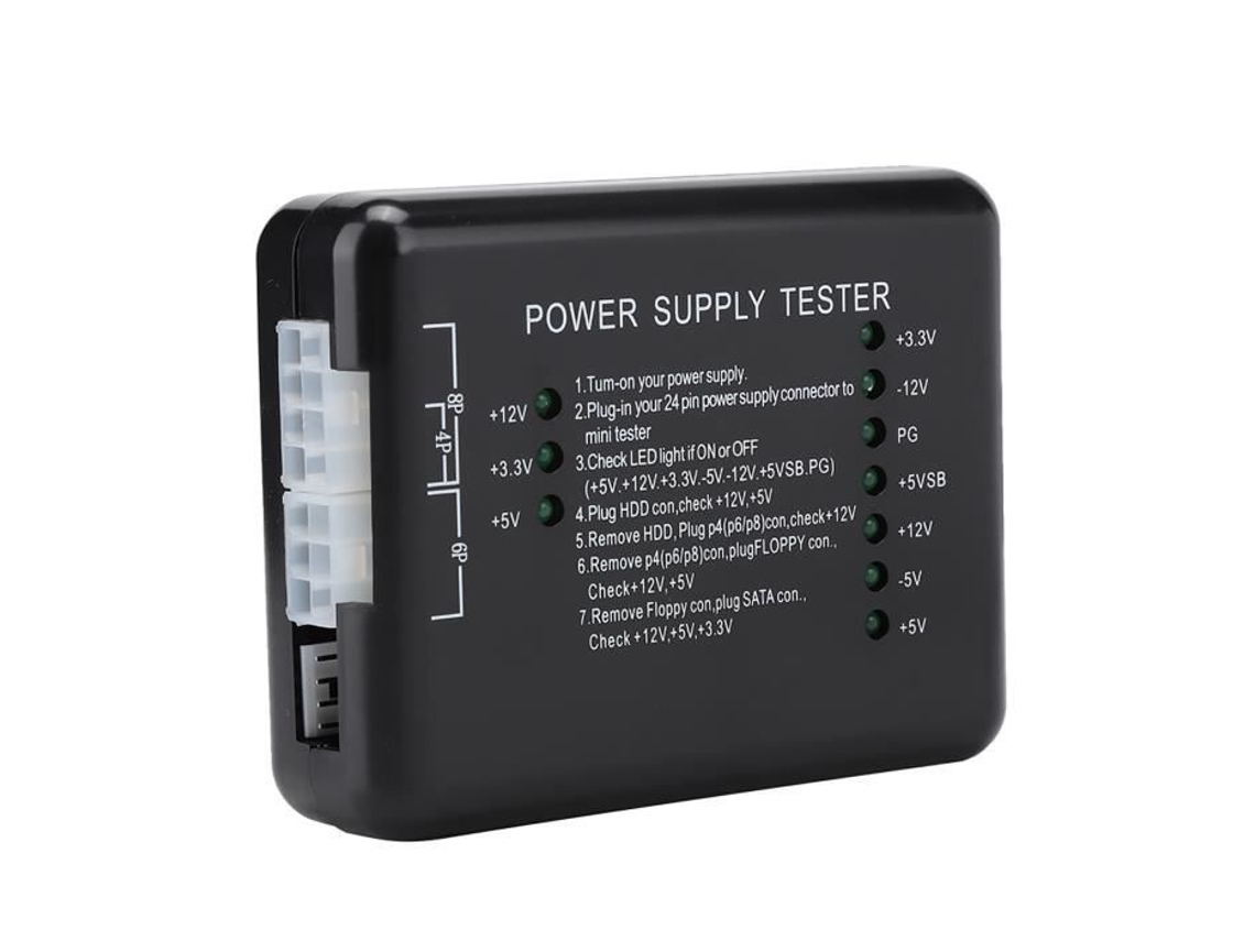 HURRISE 24Pin Pc Testador de Fonte de Alimentação Compatível com Psu/Atx/ /Hdd com Luz Indicadora