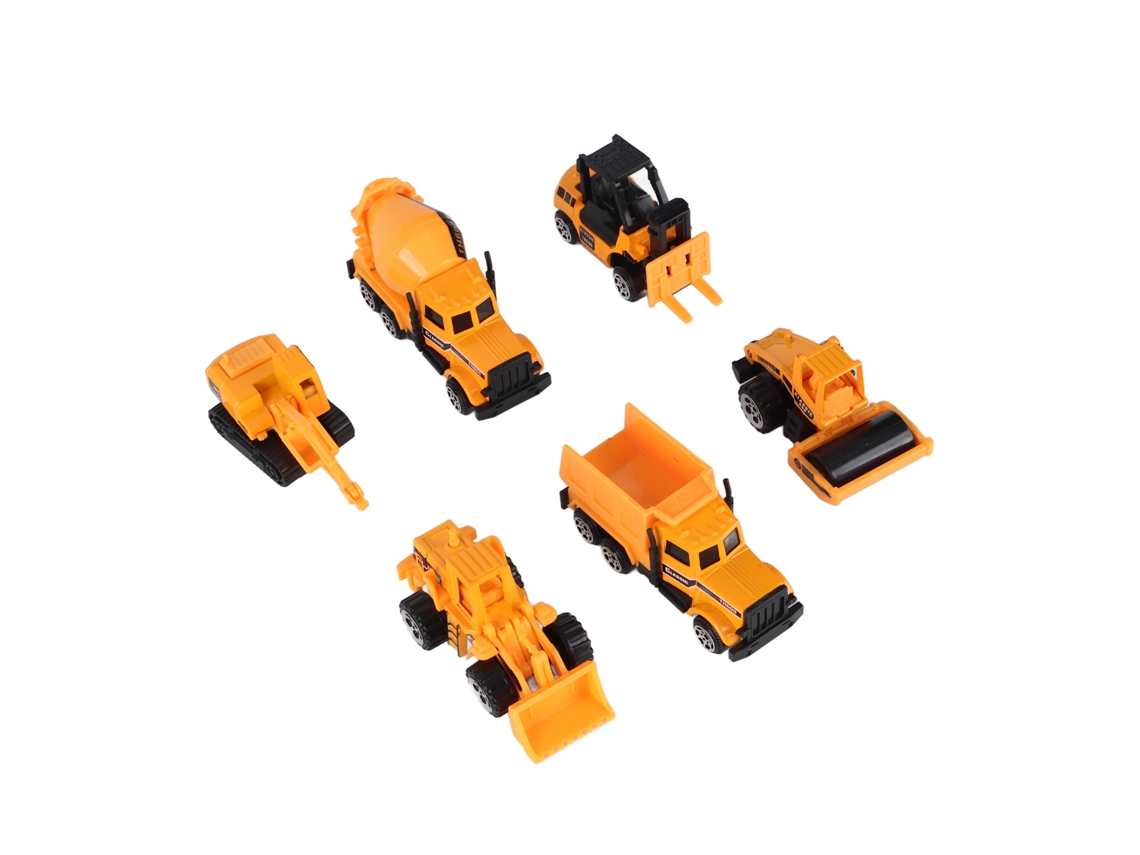 Ats set de 6 Carros de Engenharia em Escala 1:64, Brinquedos de Liga e Plástico, Presente para Crianças