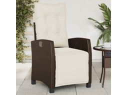 Vidaxl Cadeira Jardim Reclinável C/ Apoio Para Os Pés Vime Pe Castanho