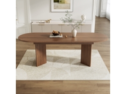 Mesa Extensível 160/200×90cm Para 6-8 Pessoas, Cantos Arredondados, Tampo Espesso Estilo Simples Tom Nogueira