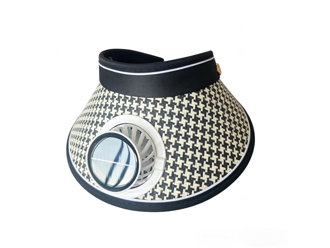 Chapéu Enrolado Recarregável Via Usb com Ventilador, Chapéu de Verão Feminino com Proteção Solar e Uv. MDUG (preto)