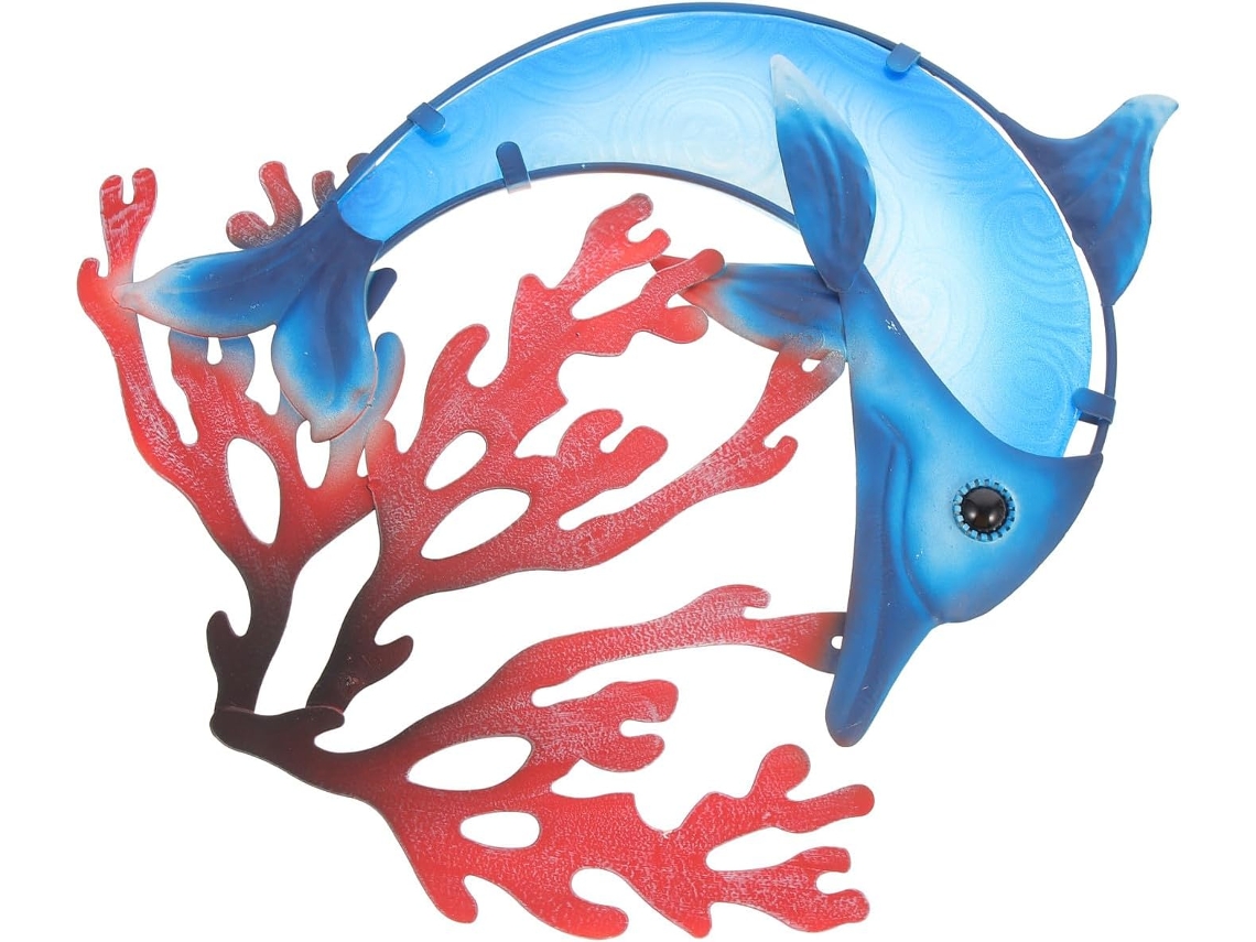 Decoração Parede Metal Esculpido Golfinho Ambientes Internos Quartos Salas Estar Oceânico como Tema GOKOCO
