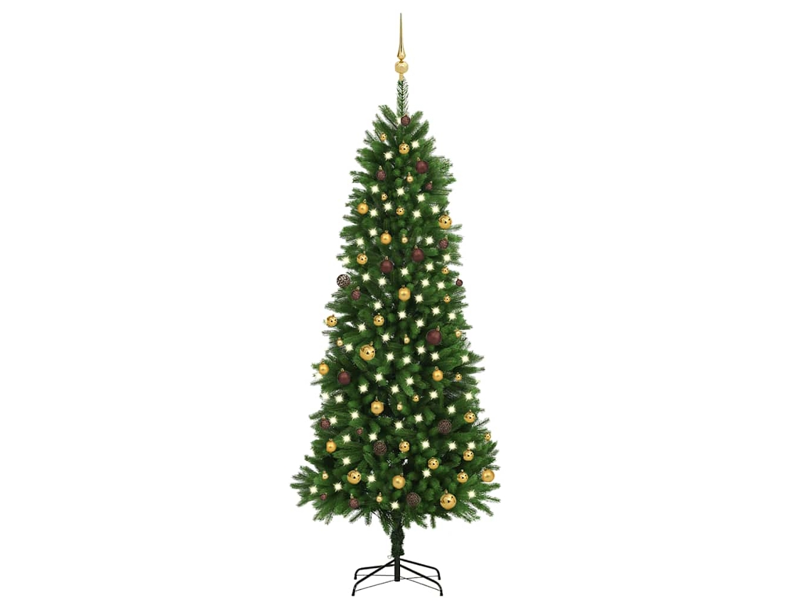 Vidaxl Árvore Natal Artificial Pré-iluminada C/ Bolas 240 Cm Verde