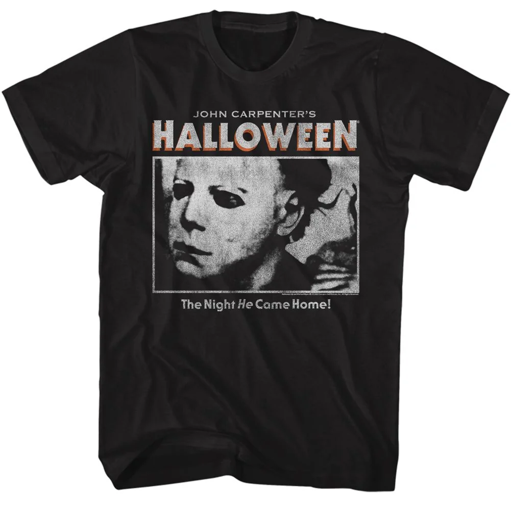 Rockinstone Halloween Movie Logo And Photo Black Adult T-shirt Size:xxxl