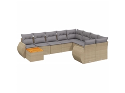 Conjunto de 10 Sofás para Jardim com Almofadões Vime Pe Bege MAISON EXCLUSIVE