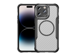 Capa Transparente Para Iphone 14 Pro - Textura De Fibra De Carbono - Magsafe